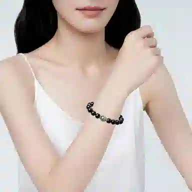 凤祥囍事 老凤祥 青丝 新中式复古小众简约大气转运珠 轻奢素雅本命年上岸好运 优雅韵味 黑曜石 手串 男女同款情侣款