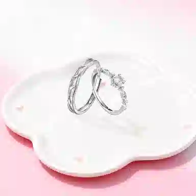 【纯银999】 凤祥囍事 老凤祥 经典百搭设计小众简约时尚星河灿烂爱意满满学生日常轻奢甜蜜高级感开口可调节 足银 戒指一对 男女同款情侣款