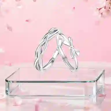 【纯银999】 凤祥囍事 老凤祥 经典时尚小众设计百搭爱意满满学生日常简约轻奢蝴蝶结甜蜜高级感开口可调节#好运 足银 戒指 男女同款情侣款