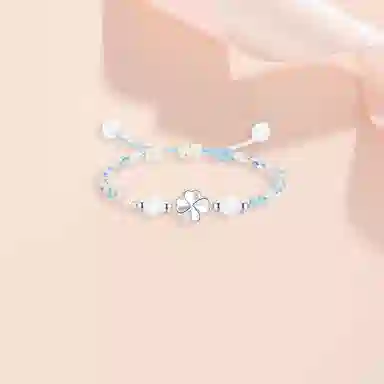 【999足银|四叶草】 凤祥囍事 老凤祥 森系小清新轻奢经典幸运草小众设计优雅百搭精致气质手工编织绳 大小可调节 纯银 手绳 男女同款情侣款