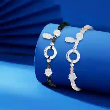 【999足银】 凤祥囍事 老凤祥 莲花喜乐平安扣 好运莲莲 新中式平安喜乐轻奢精致小众简约设计 甜蜜饰爱礼盒#好运 纯银 手绳 男女同款情侣款