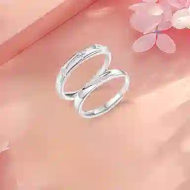 【纯银999】 凤祥囍事 老凤祥 经典百搭小众设计简约精致闪耀星河爱意满满学生日常轻奢甜蜜高级感开口可调节 足银 戒指一对 男女同款情侣款