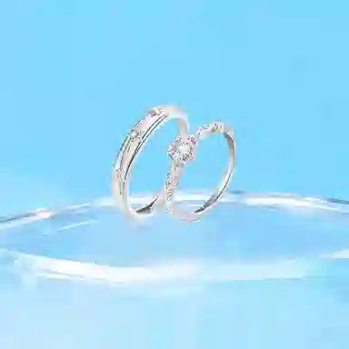 【纯银999】 凤祥囍事 老凤祥 经典百搭小众设计简约精致星河灿烂爱意满满学生日常轻奢甜蜜高级感开口可调节 足银 戒指一对 男女同款情侣款
