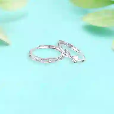 【纯银999】 凤祥囍事 老凤祥 经典时尚设计小众百搭爱意满满女生日常简约轻奢蝴蝶结甜蜜高级感开口可调节 足银 戒指一对 男女同款情侣款