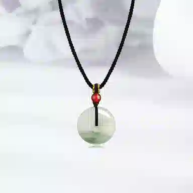 凤祥囍事 老凤祥 烟雨平安扣新中式国潮复古风细腻飘翠轻奢精致气质优雅编织绳可调节锁骨链 #好运 天山翠 项链 男女同款情侣款