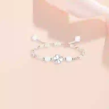 【999足银|四叶草】 凤祥囍事 老凤祥 森系小清新轻奢经典幸运草小众设计优雅百搭精致气质手工编织绳 大小可调节 纯银 手绳 男女同款情侣款