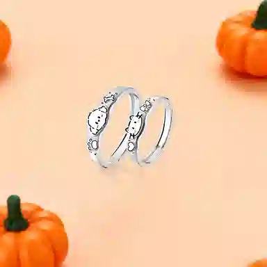 【纯银999】 凤祥囍事 老凤祥 经典时尚小众设计百搭爱意满满萌宠高级感学生日常简约轻奢甜蜜开口可调节 足银 戒指 男女同款情侣款