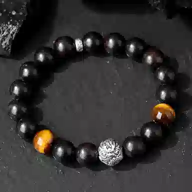 中国珠宝 龙腾虎跃手饰 龙腾虎跃 时来运转 古朴厚重 质感细腻 哑光质感 古朴韵味 霸气十足 虎眼石 手串 男女同款情侣款