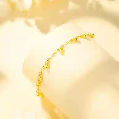 中国珠宝 金珠手饰 简约大气 时尚单品 日常百搭优雅贵气轻奢高级感 小巧精致显气质 森系小清新 足金 按克计价 黄金手链 女款