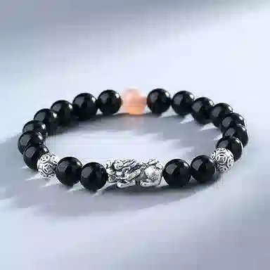 中国珠宝 貔貅祥瑞守护招财进宝 以八方之财为食 吞万物而不泄 平安喜乐 事事顺心 精雕细琢 栩栩如生 黑曜石 手串 男女同款情侣款