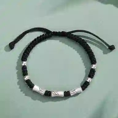 中国珠宝 三节开泰手饰 节节高升 复古国潮新中式 潮流百搭手工编织绳 小众简约轻奢大牌 单人手绳奢品 足银 手链 男款