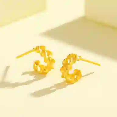 中国珠宝 麦穗 简约设计感 百搭小巧精致日常 小众浪漫 时尚单品 森系小清新  通勤显气质 足金 按克计价 黄金耳环 女款