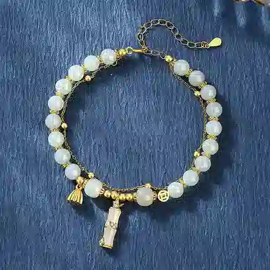 中国珠宝 竹节手饰 节节高升 好运连连 仙风雅韵 灵动婉约 竹节环绕 寓意吉祥 光泽亮丽 玉髓 手链 女款