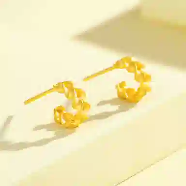 中国珠宝 麦穗 简约设计感 百搭小巧精致日常 小众浪漫 时尚单品 森系小清新  通勤显气质 足金 按克计价 黄金耳环 女款