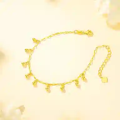 中国珠宝 金珠手饰 简约大气 时尚单品 日常百搭优雅贵气轻奢高级感 小巧精致显气质 森系小清新 足金 按克计价 黄金手链 女款