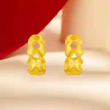 中国珠宝 麦穗 简约设计感 百搭小巧精致日常 小众浪漫 时尚单品 森系小清新  通勤显气质 足金 按克计价 黄金耳环 女款