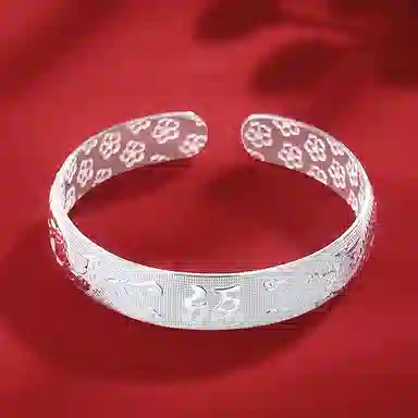 中国珠宝 龙凤呈祥福字手饰 花纹银镯 国潮新中式经典国风民族风 复古典雅温婉  小众设计寓意好简约 国风潮流 足银 手镯 女款