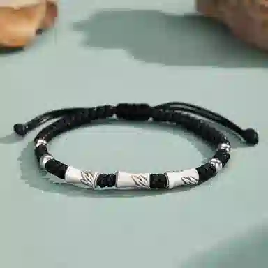 中国珠宝 三节开泰手饰 节节高升 复古国潮新中式 潮流百搭手工编织绳 小众简约轻奢大牌 单人手绳奢品 足银 手链 男款