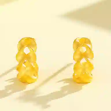 中国珠宝 麦穗 简约设计感 百搭小巧精致日常 小众浪漫 时尚单品 森系小清新  通勤显气质 足金 按克计价 黄金耳环 女款