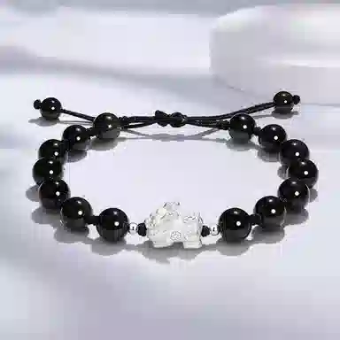 中国珠宝 貔貅宝宝手饰 幸福如意 平安喜乐 国风雅韵 清新脱俗 色泽亮丽精湛工艺 整体华而不炫  财运滚滚 黑曜石 手链 男款