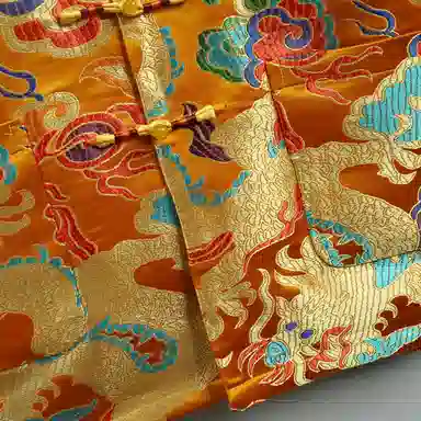 玄笙 织锦缎龙纹提花立领宽松夹克外套 男款 金色