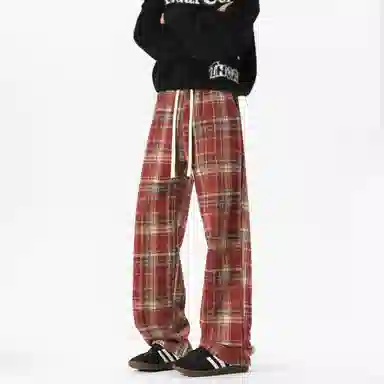 D&W Classic Christmas Red Plaid Sweatpants