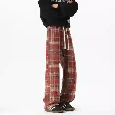 D&W Classic Christmas Red Plaid Sweatpants