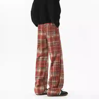 D&W Classic Christmas Red Plaid Sweatpants