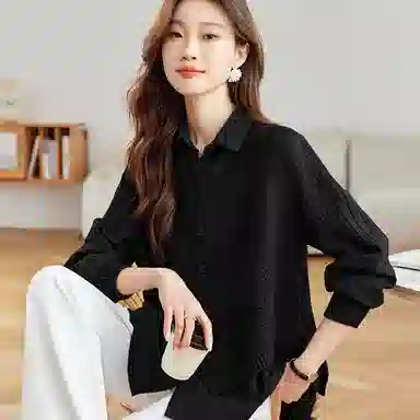曲韩 通勤长袖纯色衬衫 女款