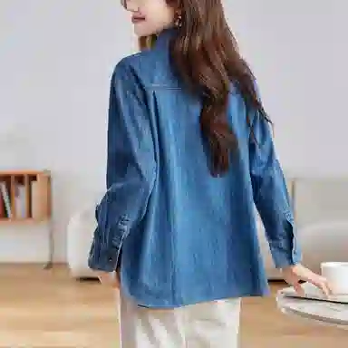 曲韩 曲韩 韩系高级感小众超好特漂亮看独休闲上衣外套 女款 牛仔蓝