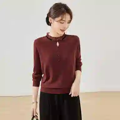曲韩 减龄纯色套头流行时尚百搭长袖针织衫 女款