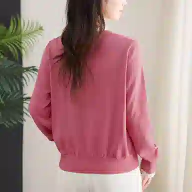 曲韩 半开领蕾丝边短款开衫外套气质温柔长袖春秋针织衫 女款