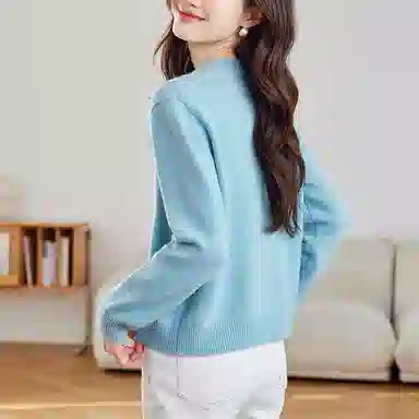 曲韩 圆领钉珠花朵舒适针织衫 女款