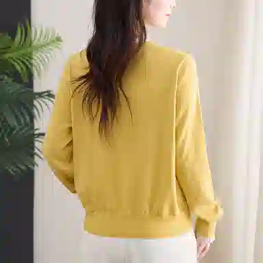 曲韩 半开领蕾丝边短款开衫外套气质温柔长袖春秋针织衫 女款