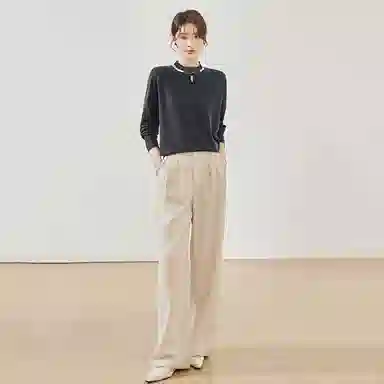 曲韩 减龄纯色套头流行时尚百搭长袖针织衫 女款