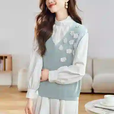 曲韩 无袖背心女小个子常规爆款针织衫 女款