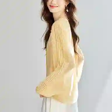 曲韩 长袖雪纺衫女上衣洋气小衫宽松法式衬衫 女款