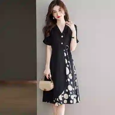 曲韩 宽松简约休闲短袖连衣裙 女款