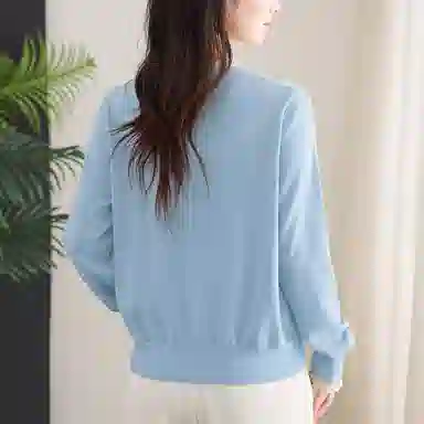 曲韩 半开领蕾丝边短款开衫外套气质温柔长袖春秋针织衫 女款