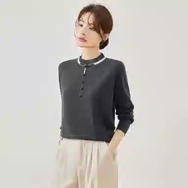 曲韩 减龄纯色套头流行时尚百搭长袖针织衫 女款