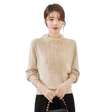 曲韩 蕾丝领口气质高级感气质针织衫 女款