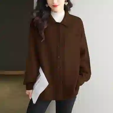 曲韩 翻领开衫春秋中长款上衣针织衫 女款
