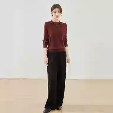 曲韩 减龄纯色套头流行时尚百搭长袖针织衫 女款