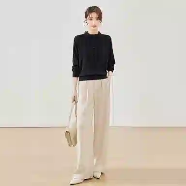 曲韩 蕾丝领口气质高级感气质针织衫 女款