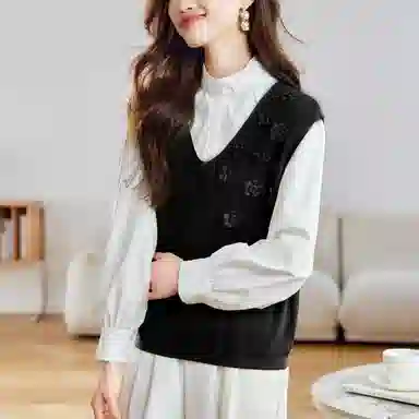曲韩 无袖背心女小个子常规爆款针织衫 女款