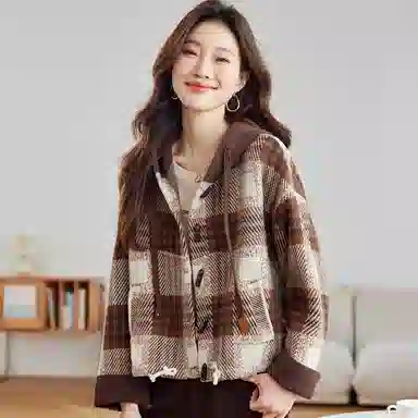 曲韩 连帽通勤简约夹克外套 女款