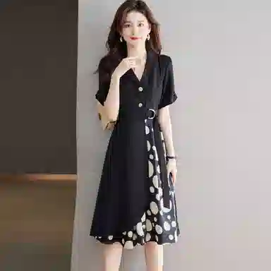 曲韩 宽松简约休闲短袖连衣裙 女款