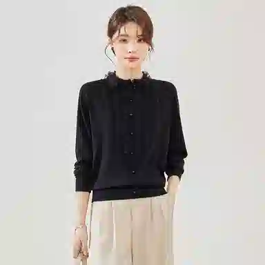 曲韩 蕾丝领口气质高级感气质针织衫 女款