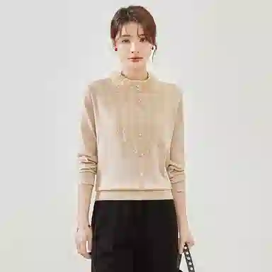 曲韩 蕾丝领口气质高级感气质针织衫 女款