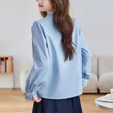 曲韩 纯色简约舒适休闲长袖衬衫 女款
